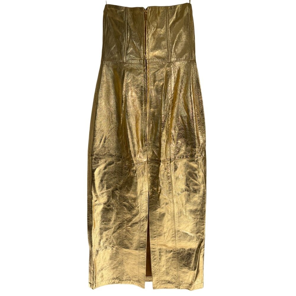 Blumarine Gold Metallic Strapless Midi Dress - Picture 7 of 16